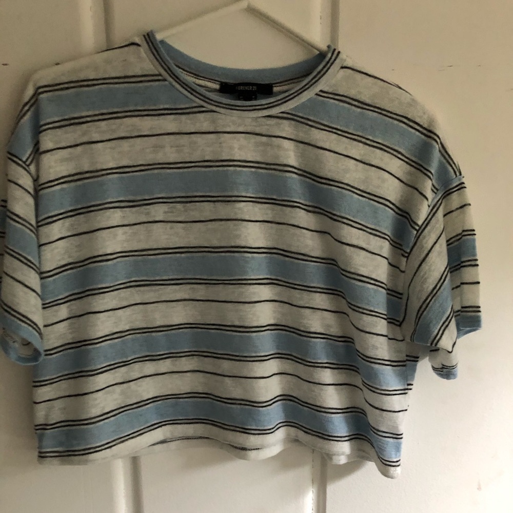 Forever21 thin cropped striped tee